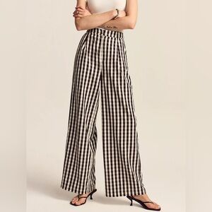 073. Commense Gingham Wide-Leg Pants